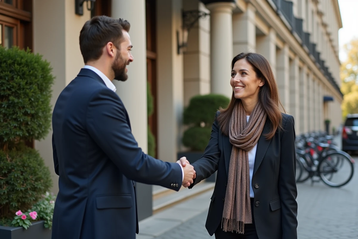 Agent immobilier serrant la main d